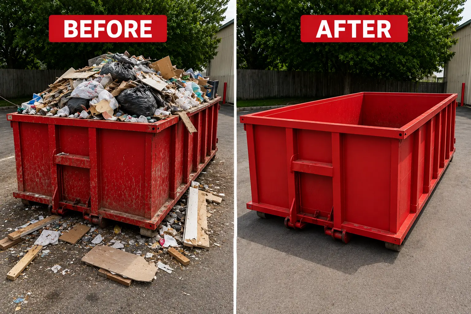 before and after dumpsters